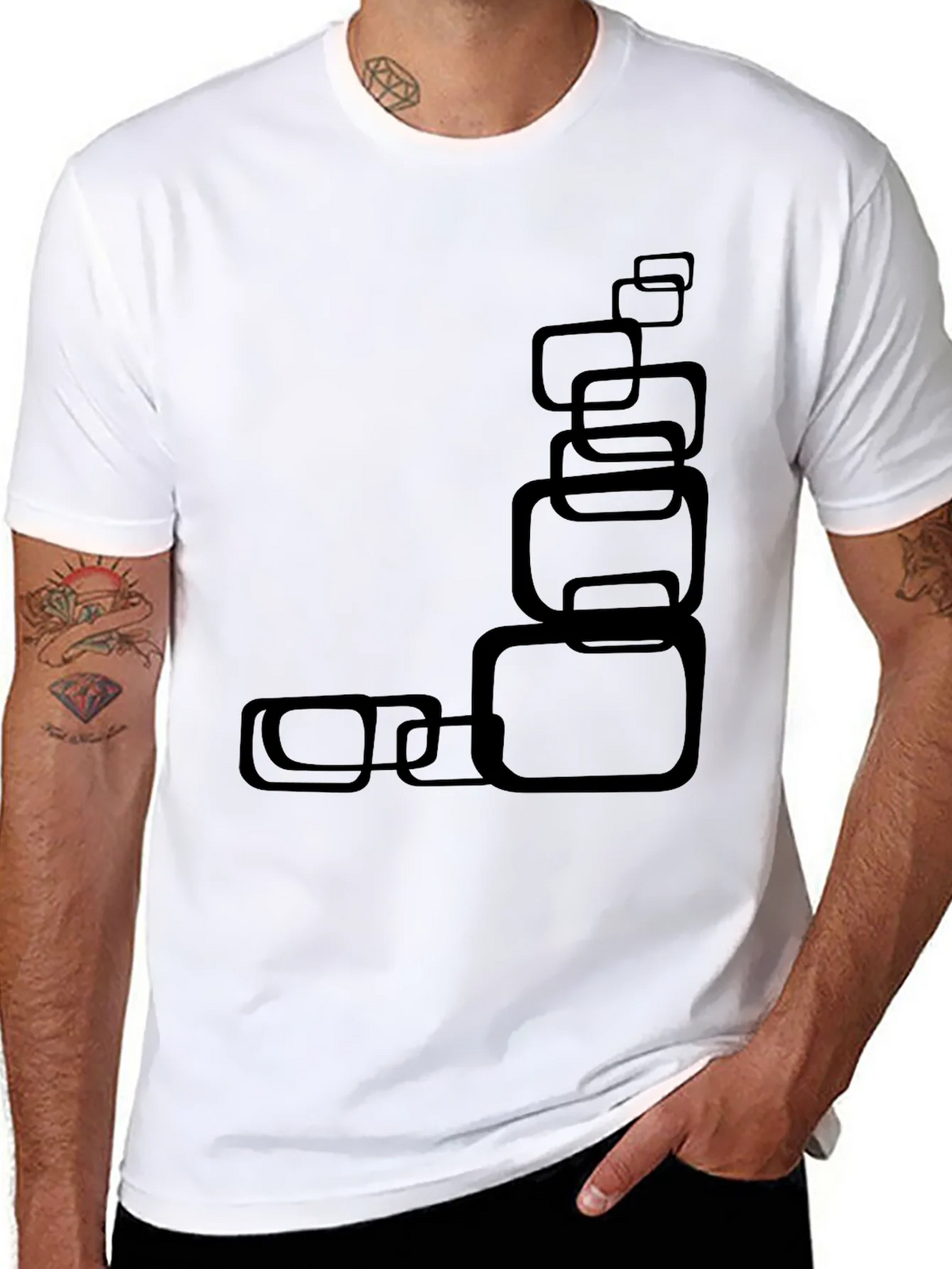 Modern Black T-Shirt with Abstract Square Design product image 10