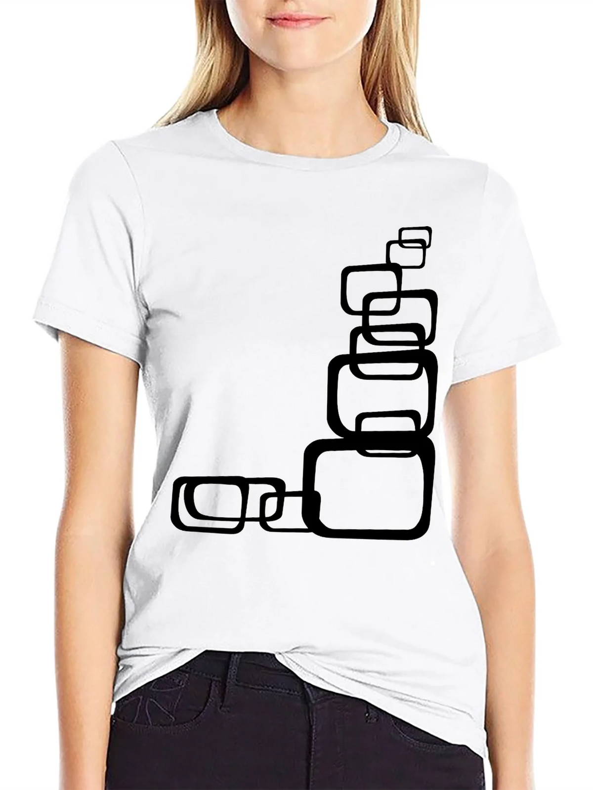 Modern Black T-Shirt with Abstract Square Design product image 11