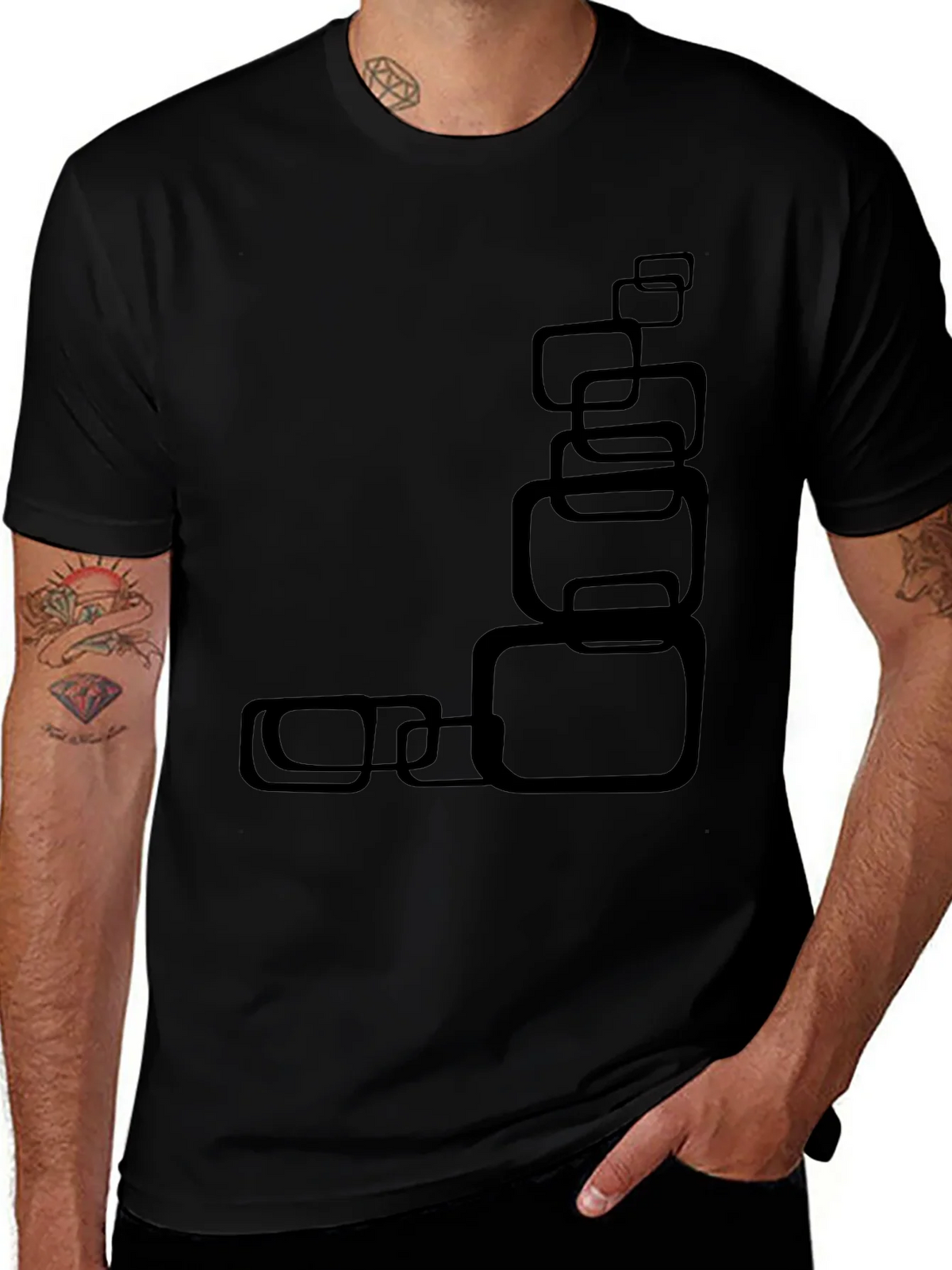 Modern Black T-Shirt with Abstract Square Design product image 1