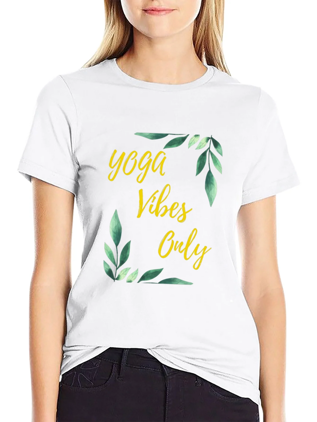 Yoga Vibes Only Graphic Tee - Black Cotton T-Shirt product image 11