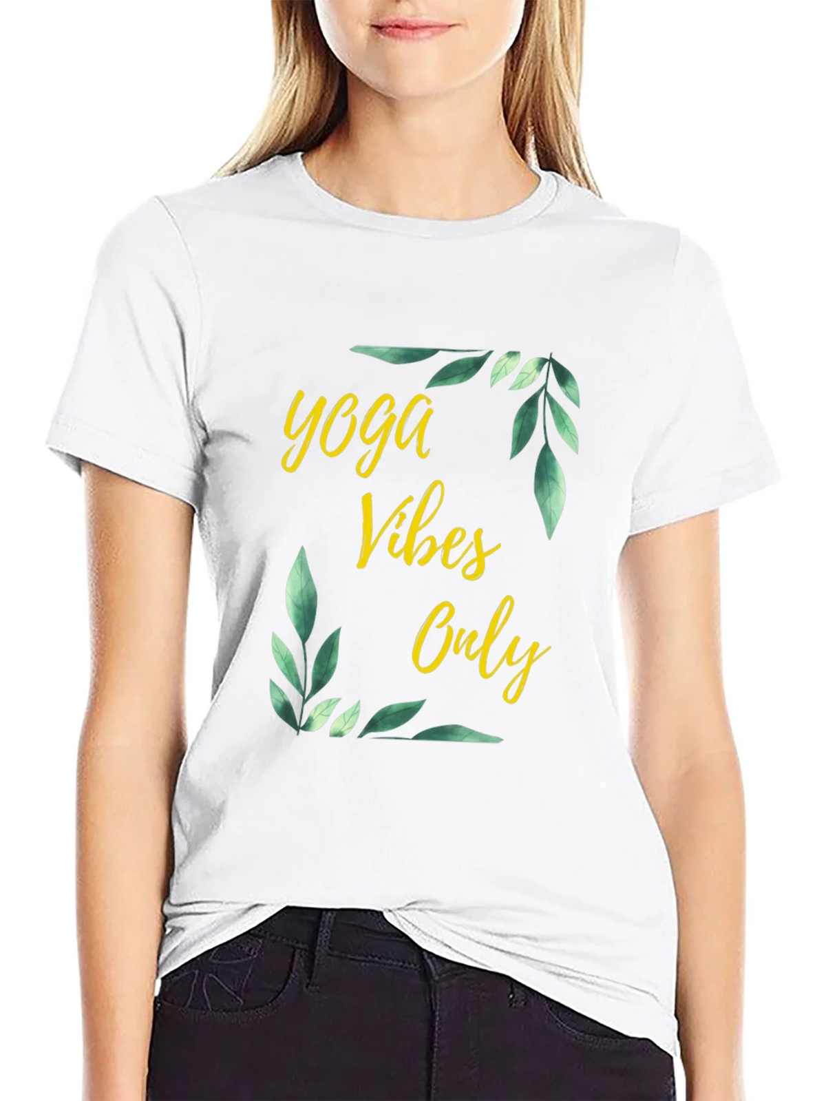 Yoga Vibes Only Graphic Tee - Black Cotton T-Shirt product image 11