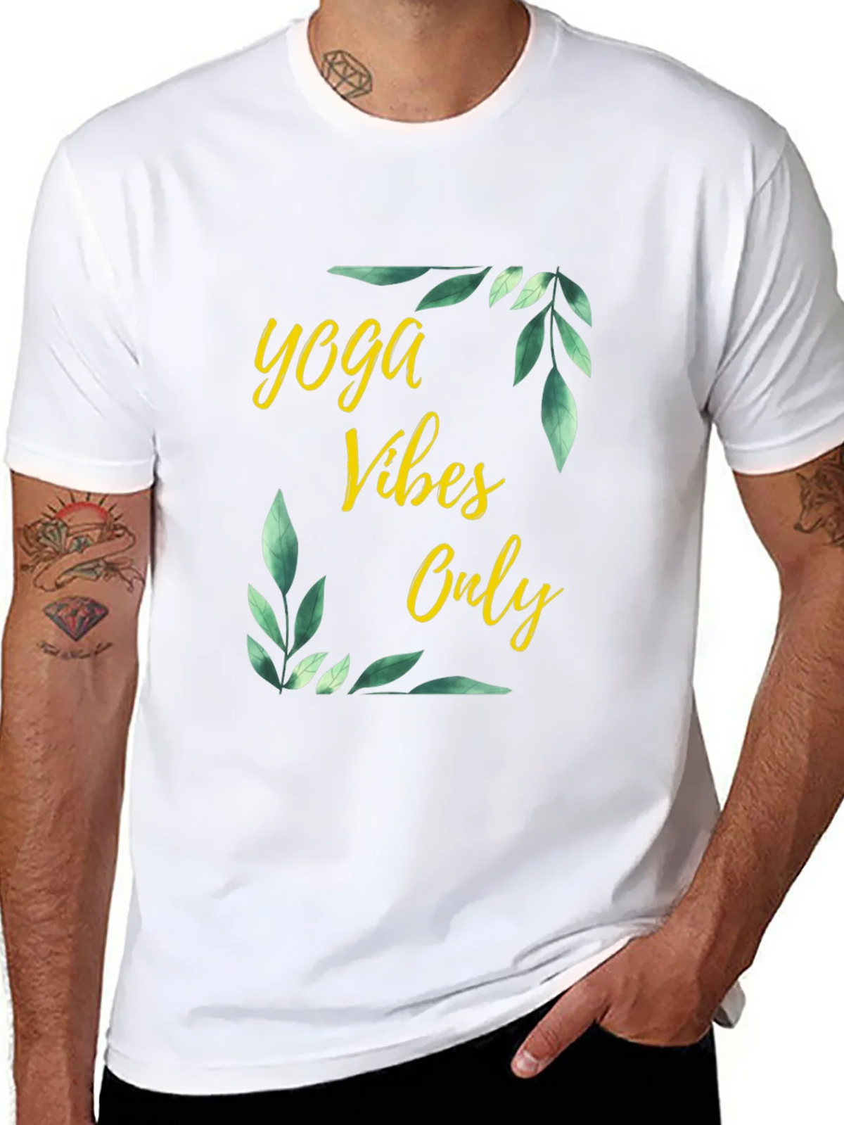 Yoga Vibes Only Graphic Tee - Black Cotton T-Shirt product image 10