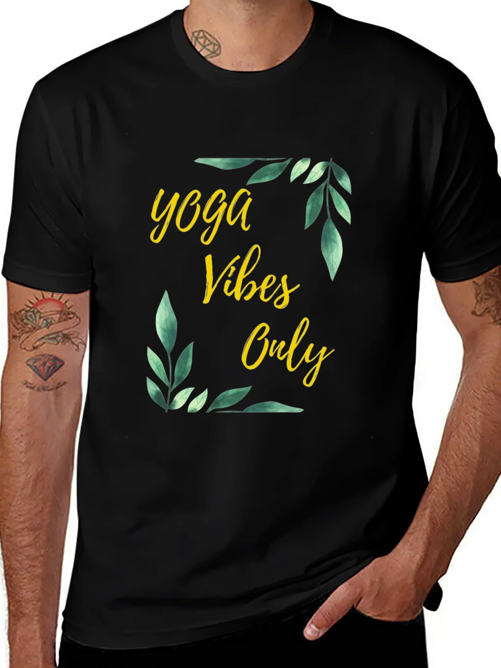 Yoga Vibes Only Graphic Tee - Black Cotton T-Shirt product image 1