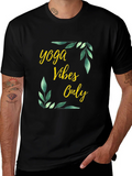Yoga Vibes Only Graphic Tee - Black Cotton T-Shirt product image 1