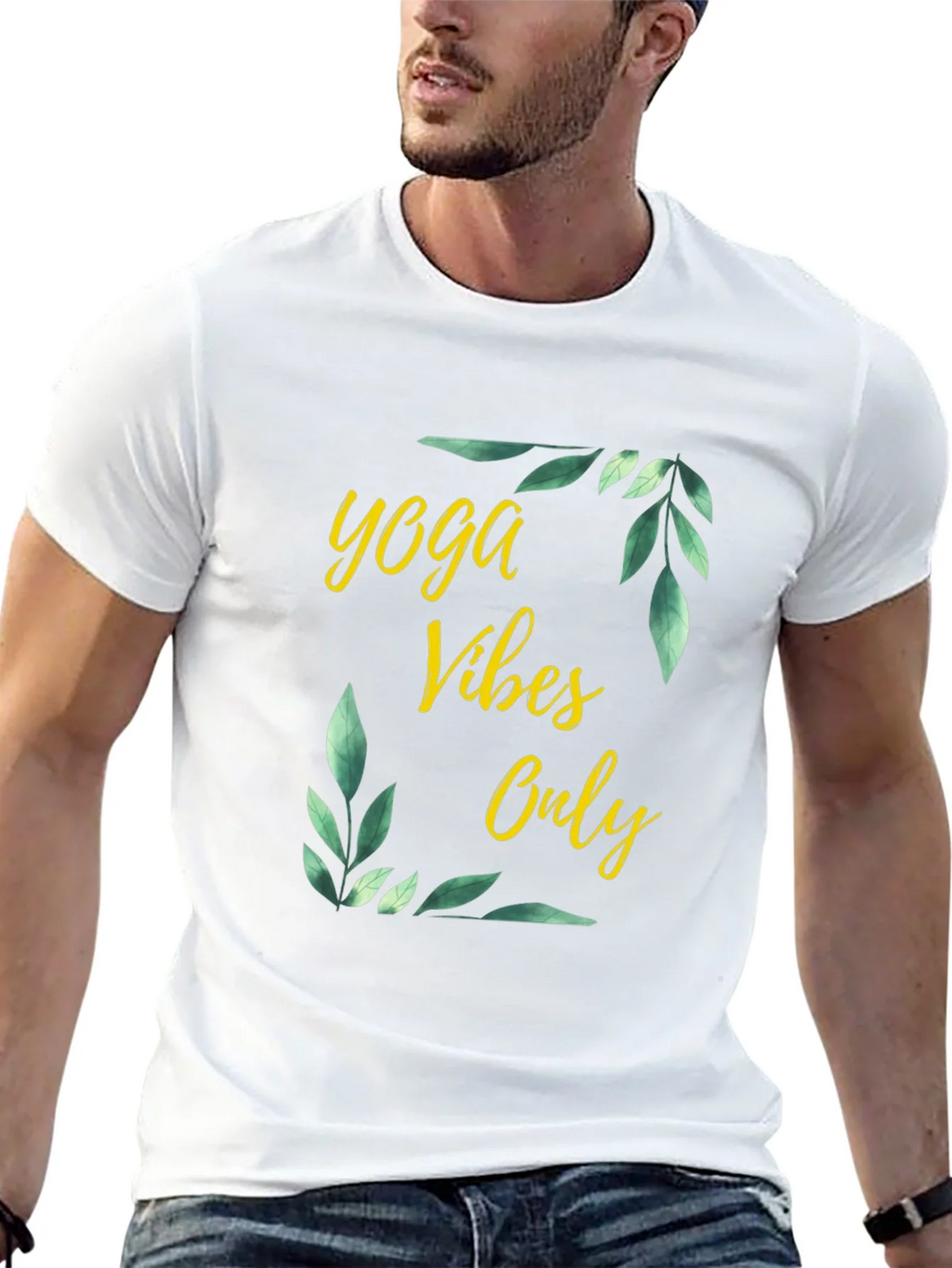 Yoga Vibes Only Graphic Tee - Black Cotton T-Shirt product image 4