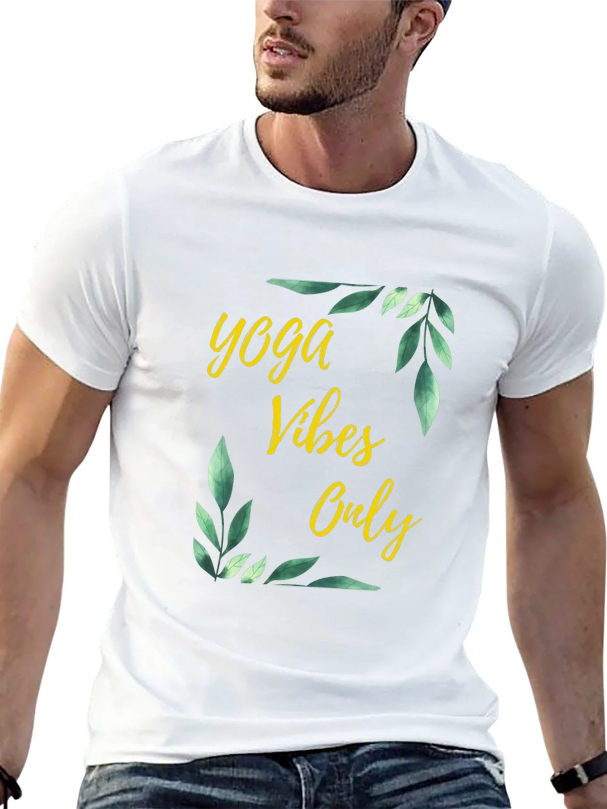 Yoga Vibes Only Graphic Tee - Black Cotton T-Shirt product image 4
