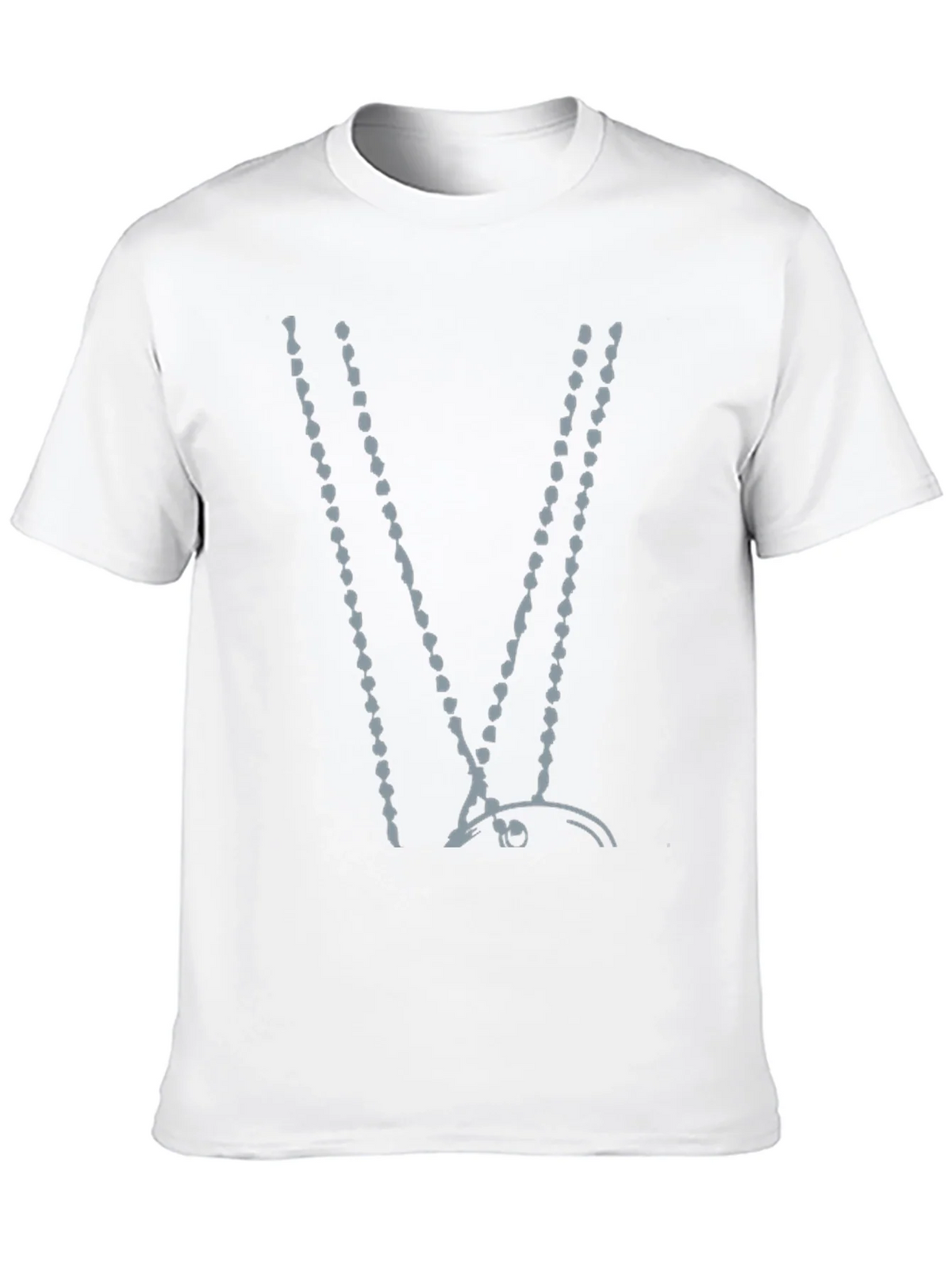 Abstract Beaded V-Neck Black T-Shirt