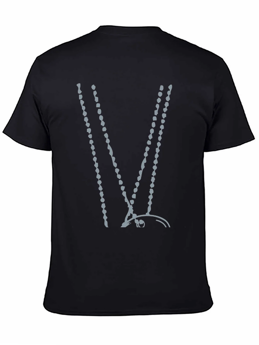 Abstract Beaded V-Neck Black T-Shirt