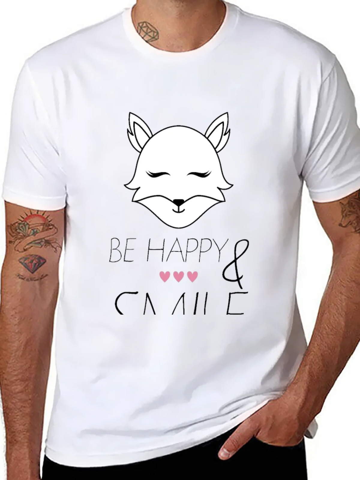 Be Happy and Smile T-Shirt with Cute Fox Design product image 10