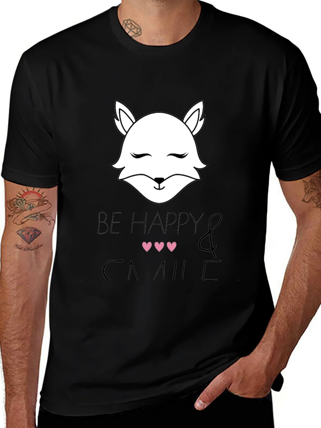 Be Happy and Smile T-Shirt with Cute Fox Design product image 1