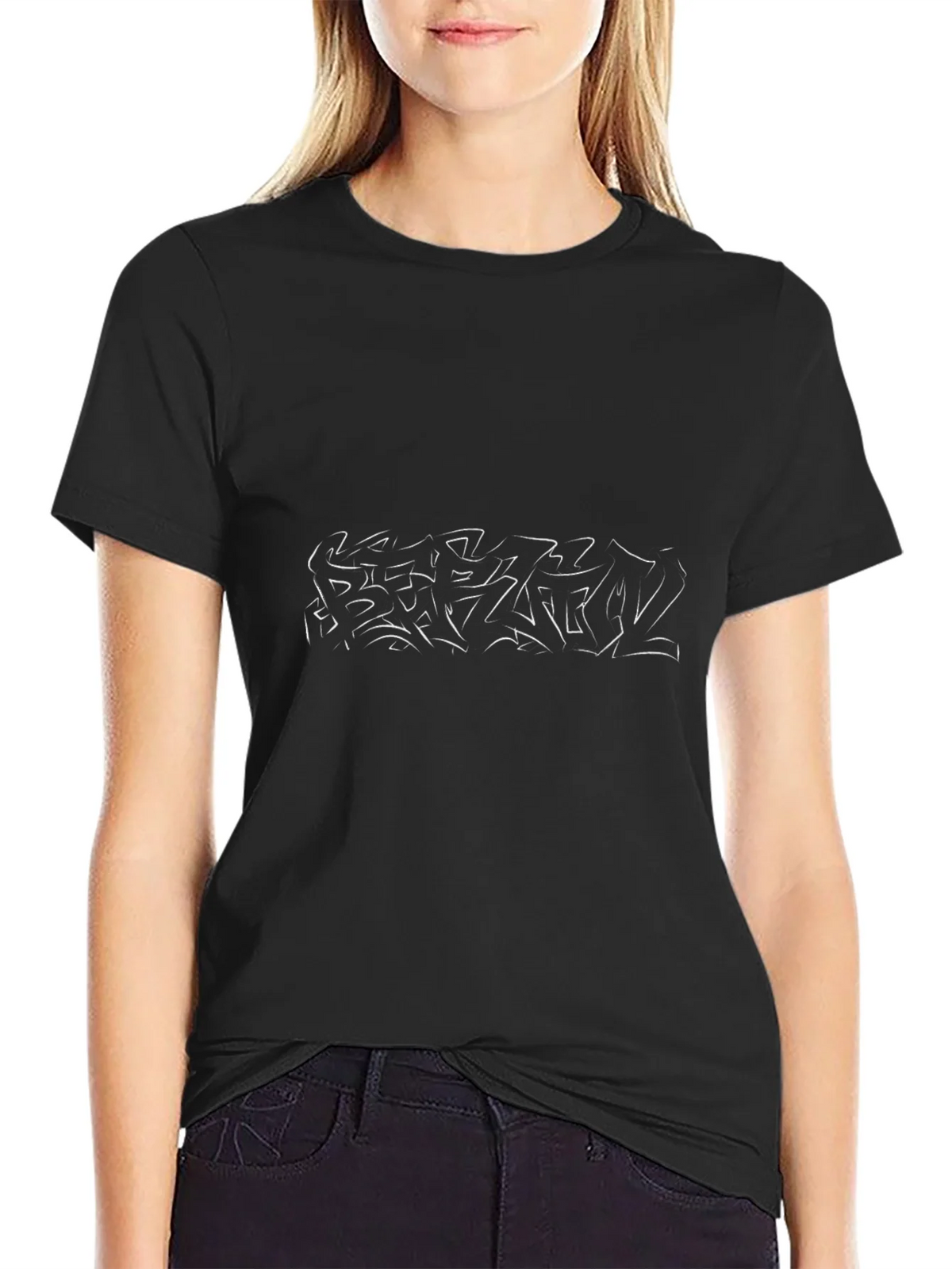 Abstract Line Art Black T-Shirt product image 5