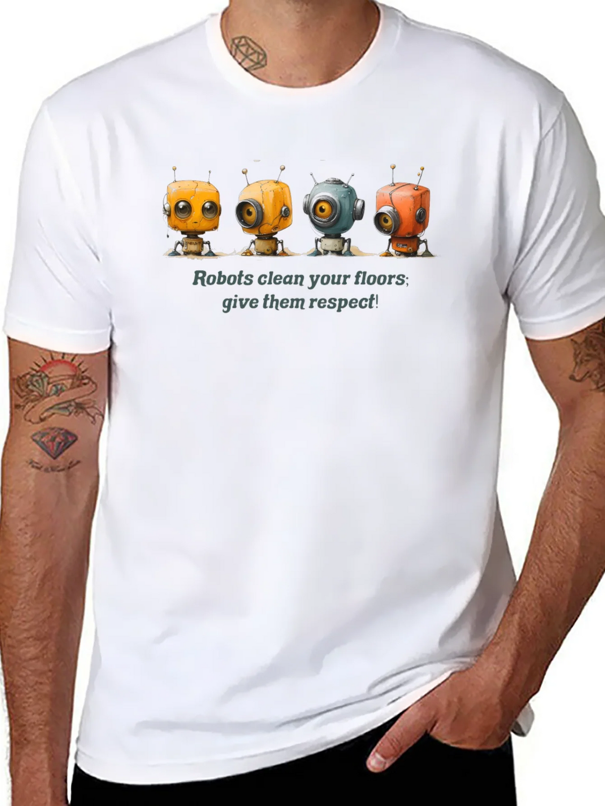 Robots Clean Floors - Give Them Respect Graphic T-Shirt product image 10
