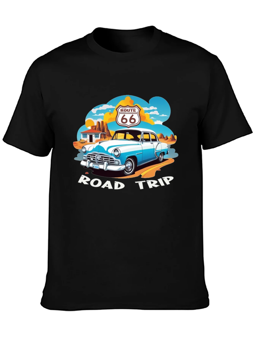 Route 66 Road Trip Black Graphic Tee product image 6