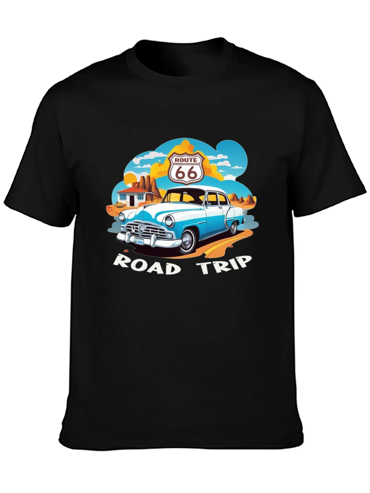 Route 66 Road Trip Black Graphic Tee product image 6