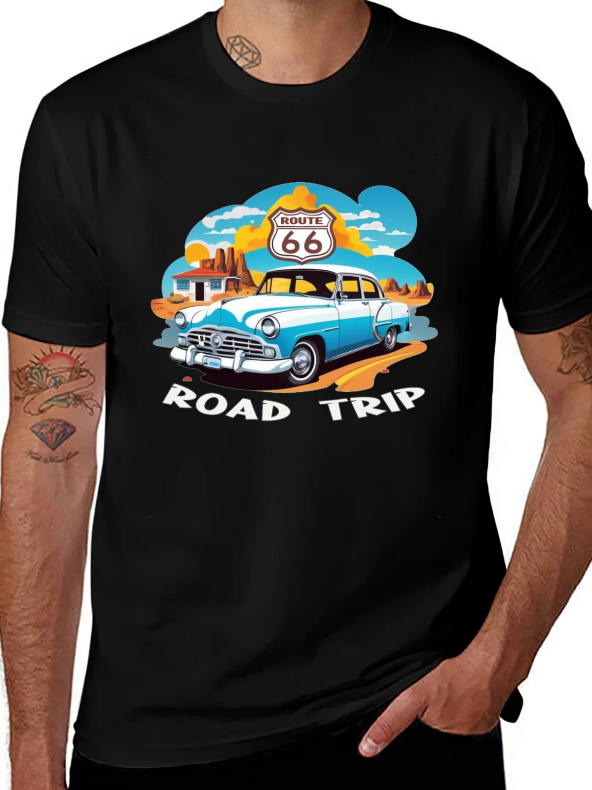 Route 66 Road Trip Black Graphic Tee product image 1