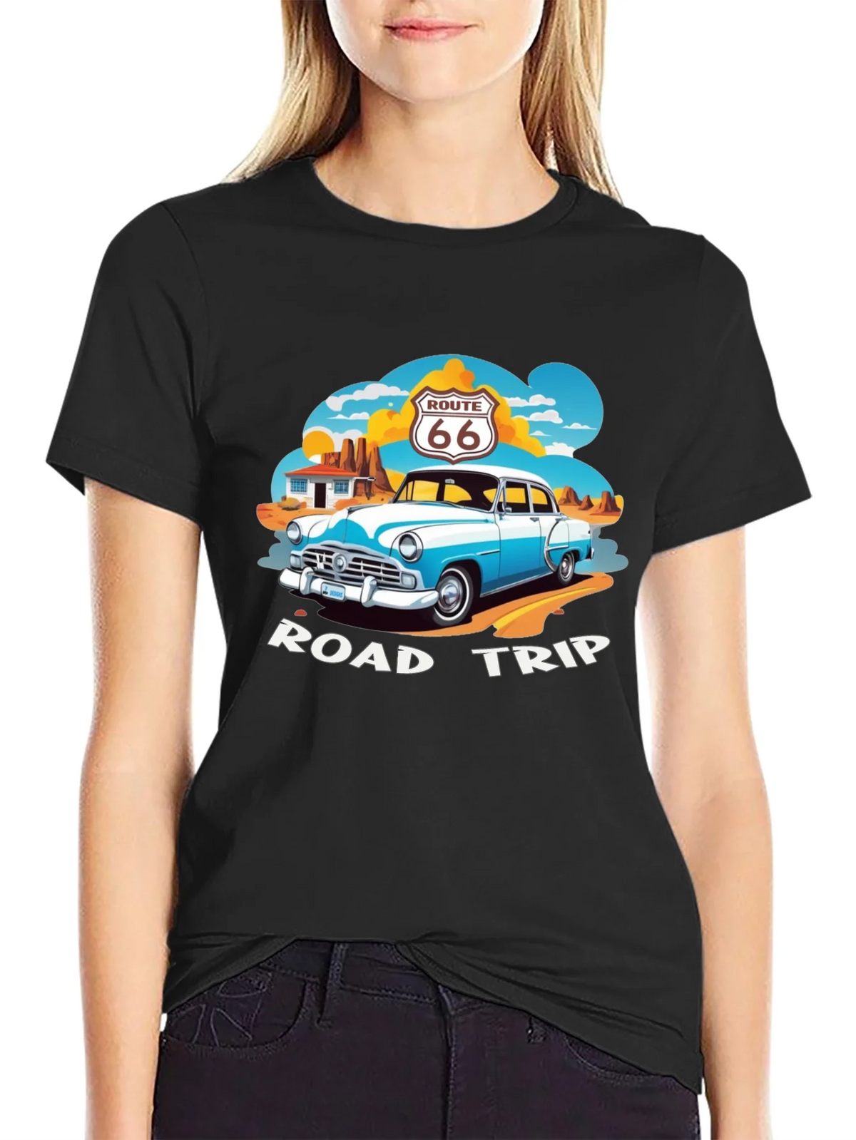 Route 66 Road Trip Black Graphic Tee product image 5