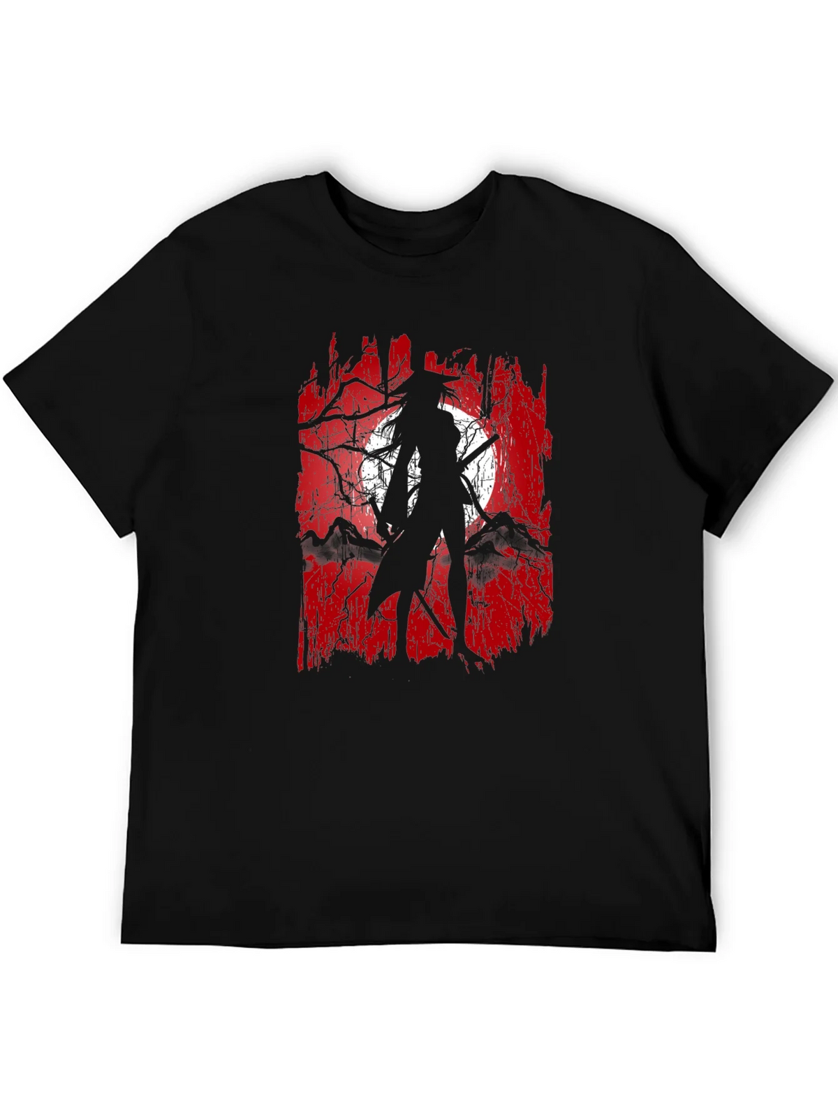 Samurai Moon Graphic Tee - Black Cotton product image 8