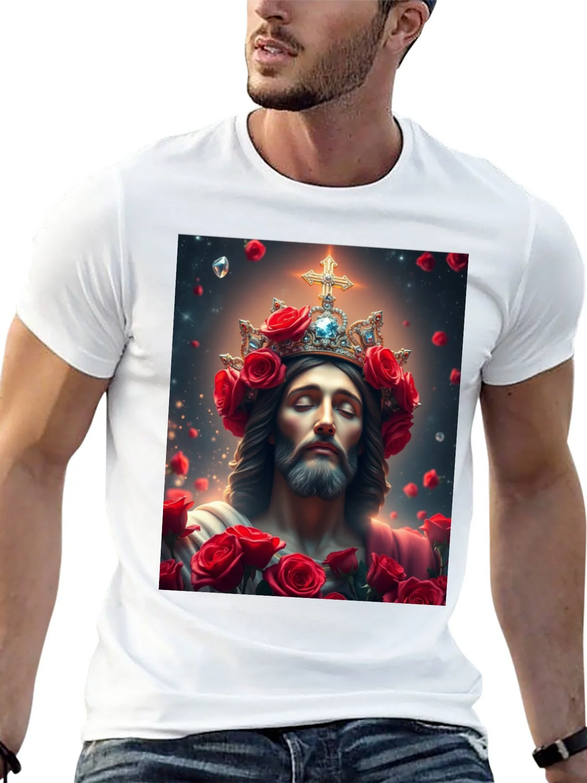 Jesus with Roses Graphic T-Shirt - Divine Apparel product image 4