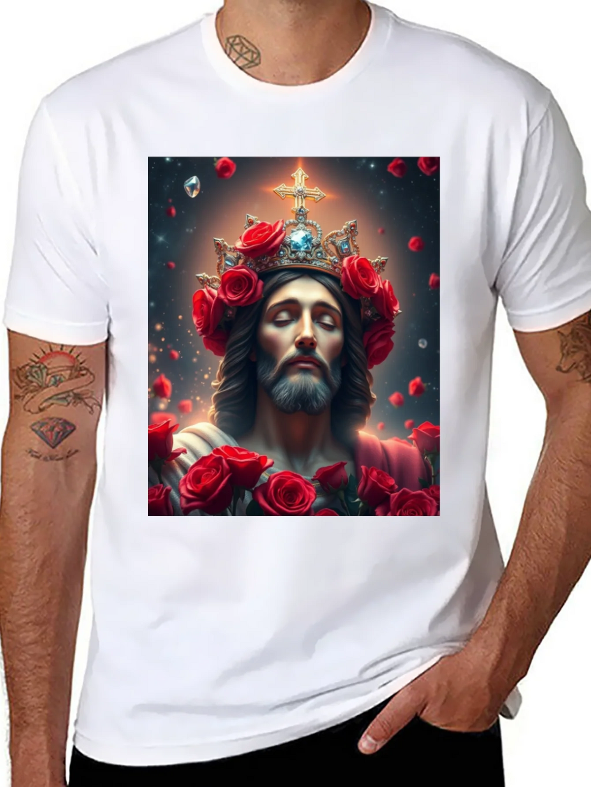 Jesus with Roses Graphic T-Shirt - Divine Apparel product image 10