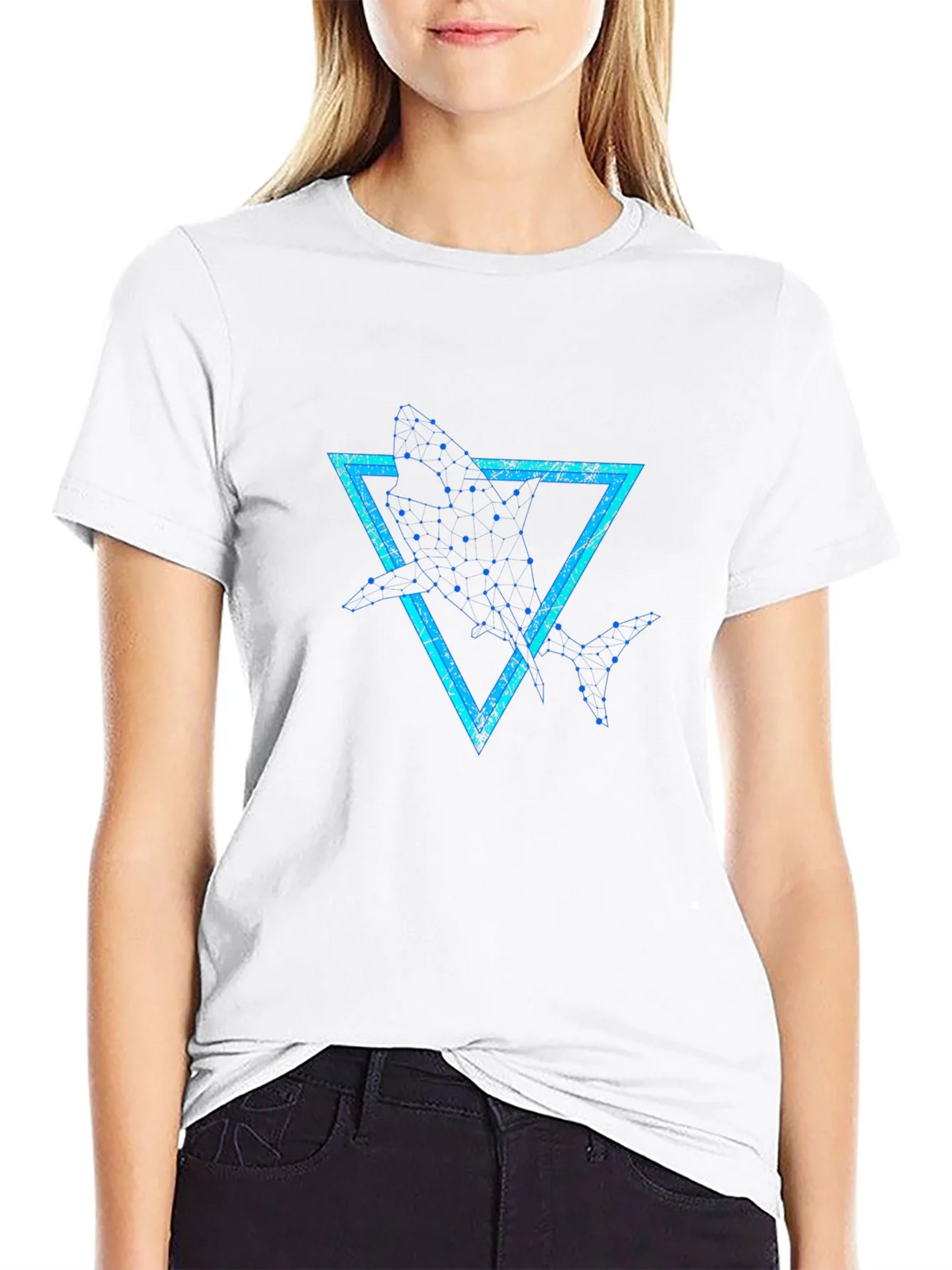 Geometric Shark Graphic Tee - Stylish Black T-Shirt product image 11