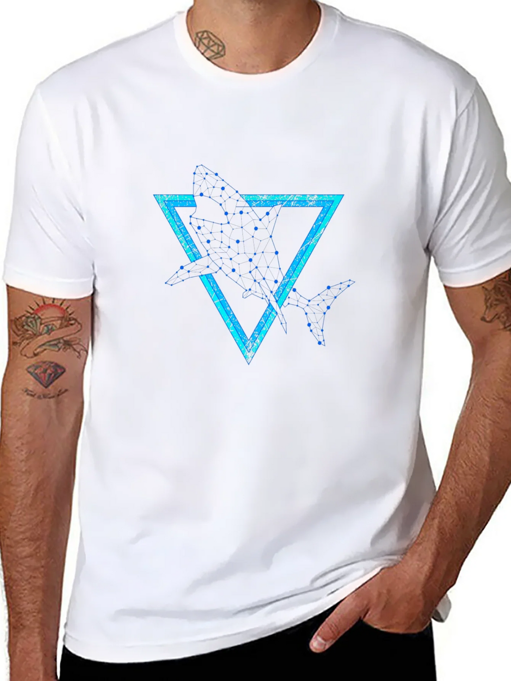 Geometric Shark Graphic Tee - Stylish Black T-Shirt product image 10