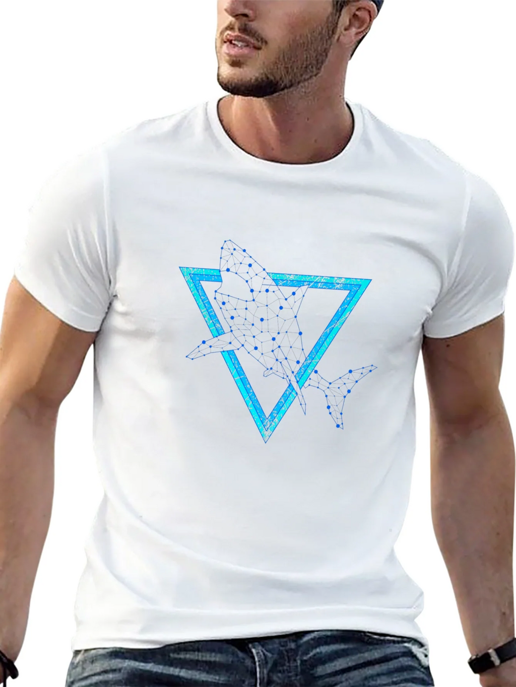 Geometric Shark Graphic Tee - Stylish Black T-Shirt product image 4