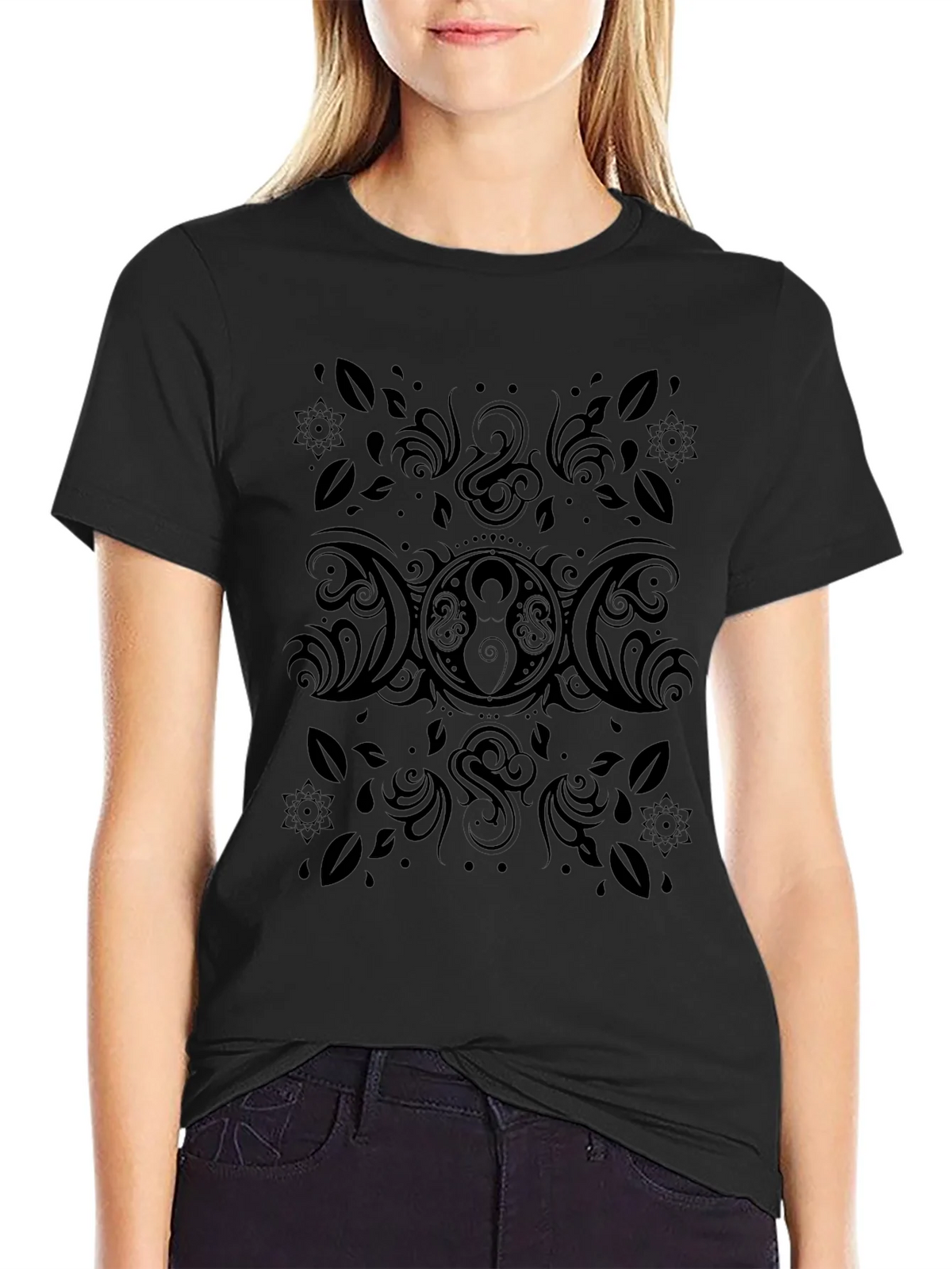 Black Triple Moon Goddess T-Shirt product image 5