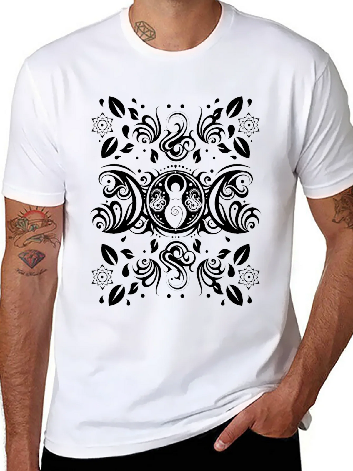 Black Triple Moon Goddess T-Shirt product image 10