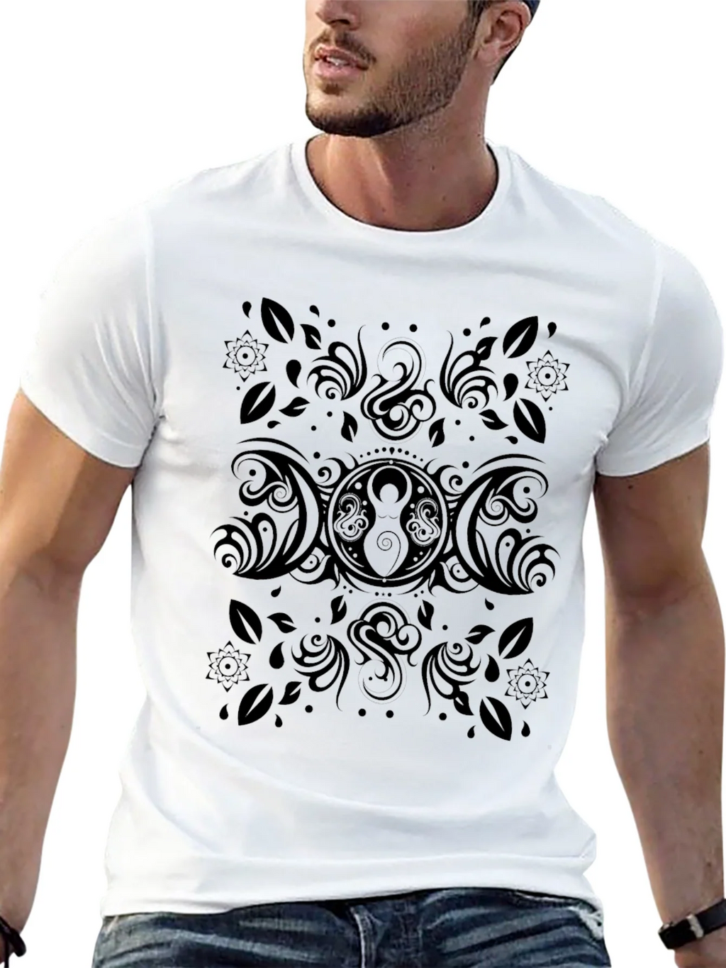 Black Triple Moon Goddess T-Shirt product image 4