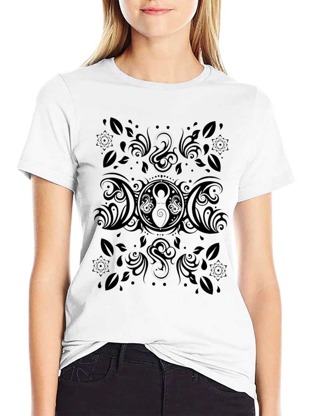 Black Triple Moon Goddess T-Shirt product image 11