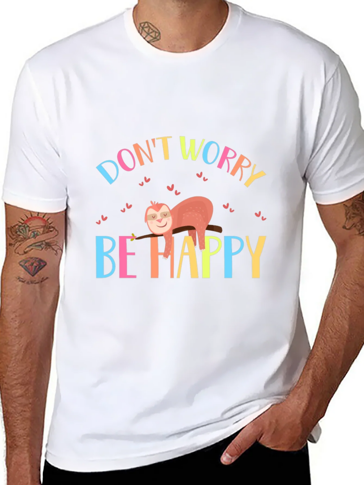 Dont Worry Be Happy Sloth Graphic Tee product image 10