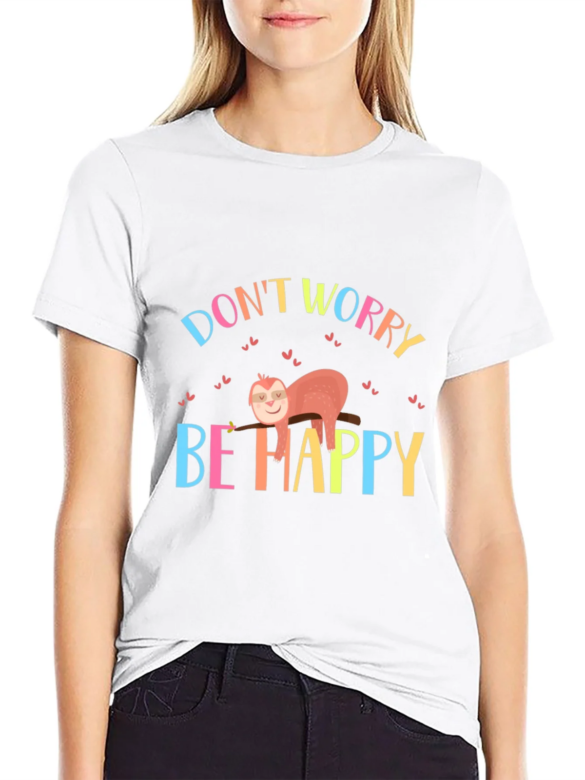 Dont Worry Be Happy Sloth Graphic Tee product image 11