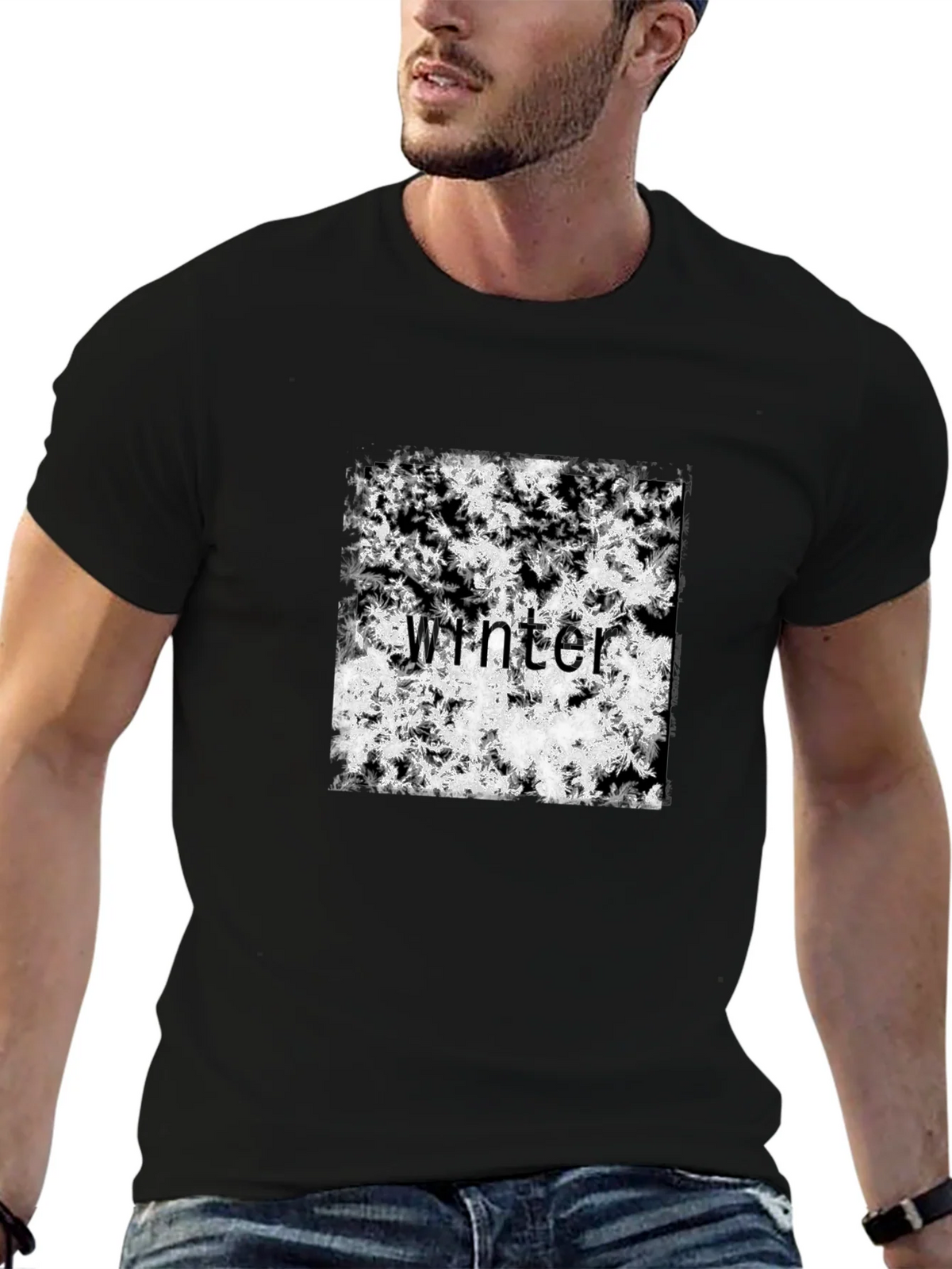 Winter Snowflake T-Shirt - Black Cotton Tee product image 9
