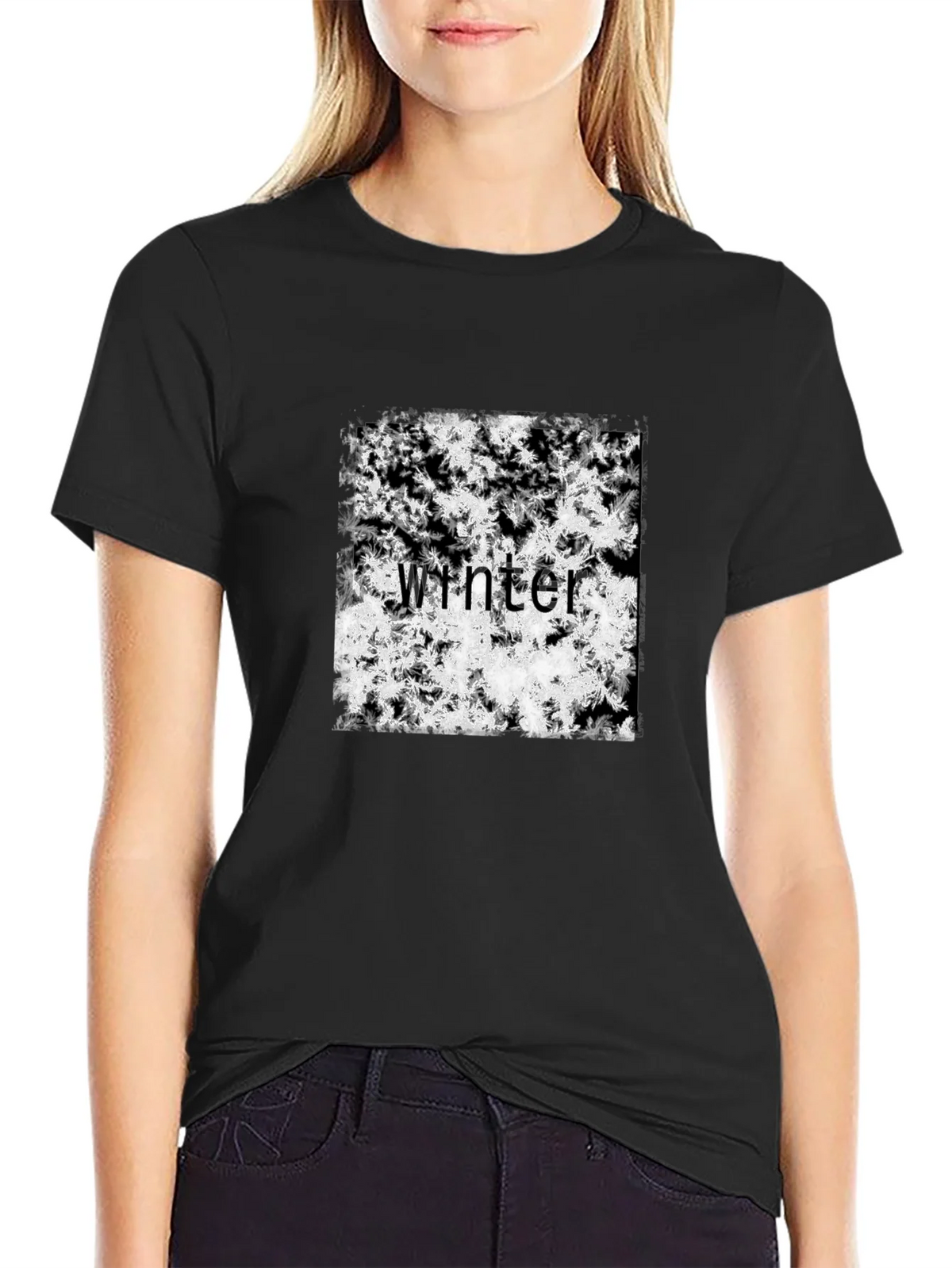 Winter Snowflake T-Shirt - Black Cotton Tee product image 5