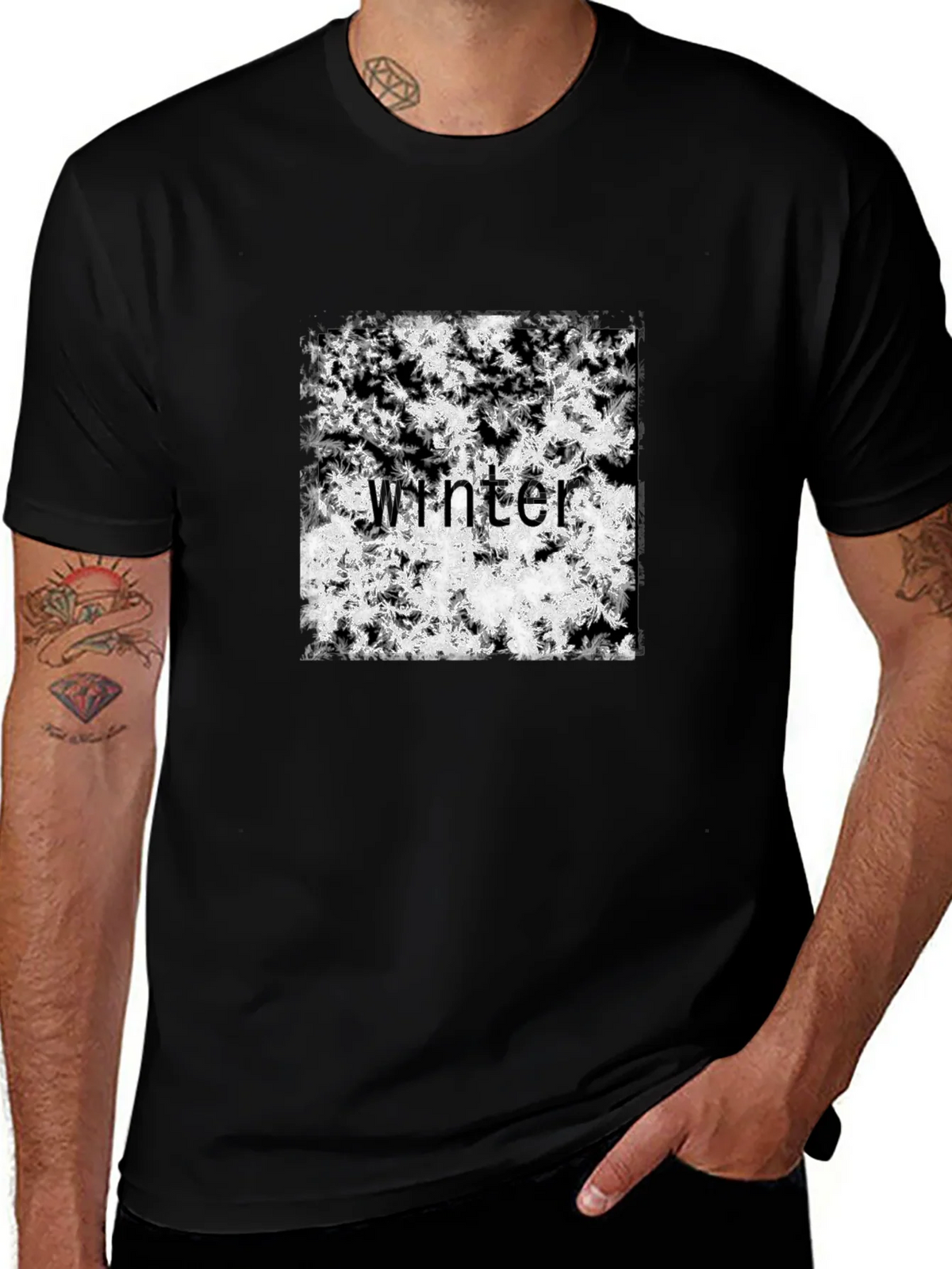 Winter Snowflake T-Shirt - Black Cotton Tee product image 1