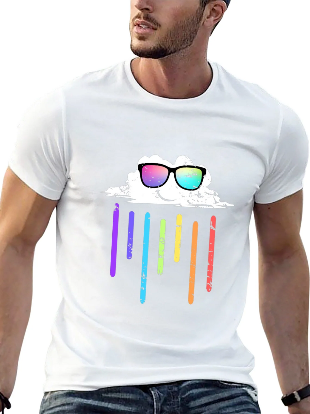 Rainbow Cloud Graphic Tee - Black T-Shirt product image 4
