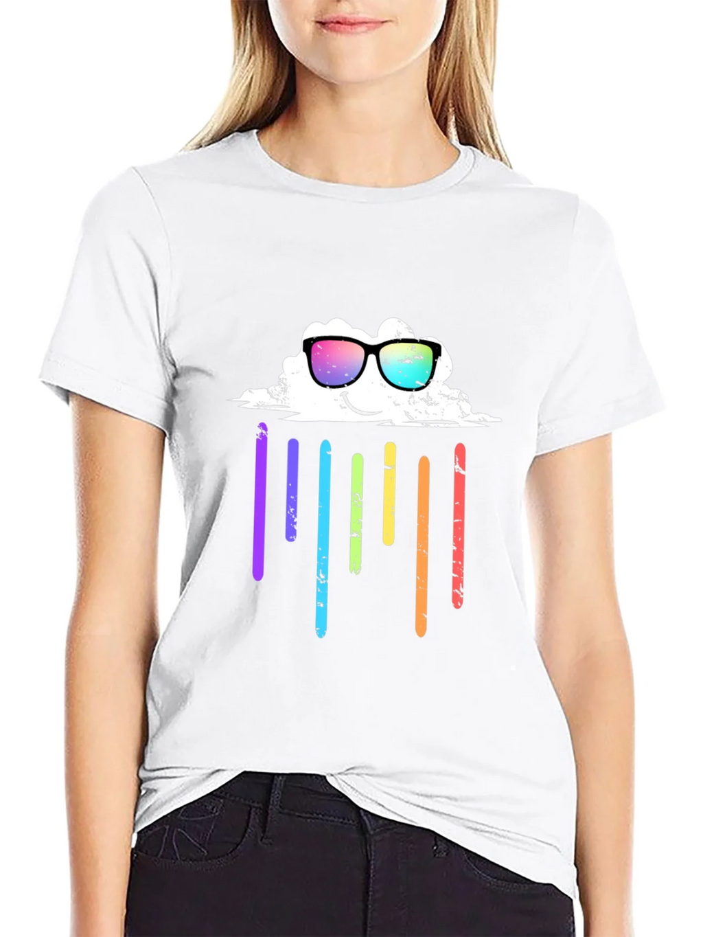 Rainbow Cloud Graphic Tee - Black T-Shirt product image 11