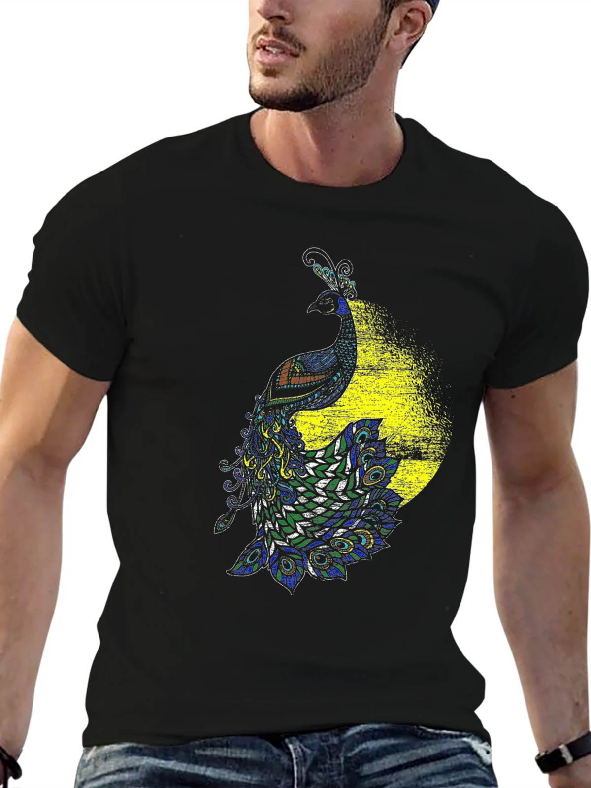 Peacock Graphic Black T-Shirt - Bold & Stylish Design product image 9