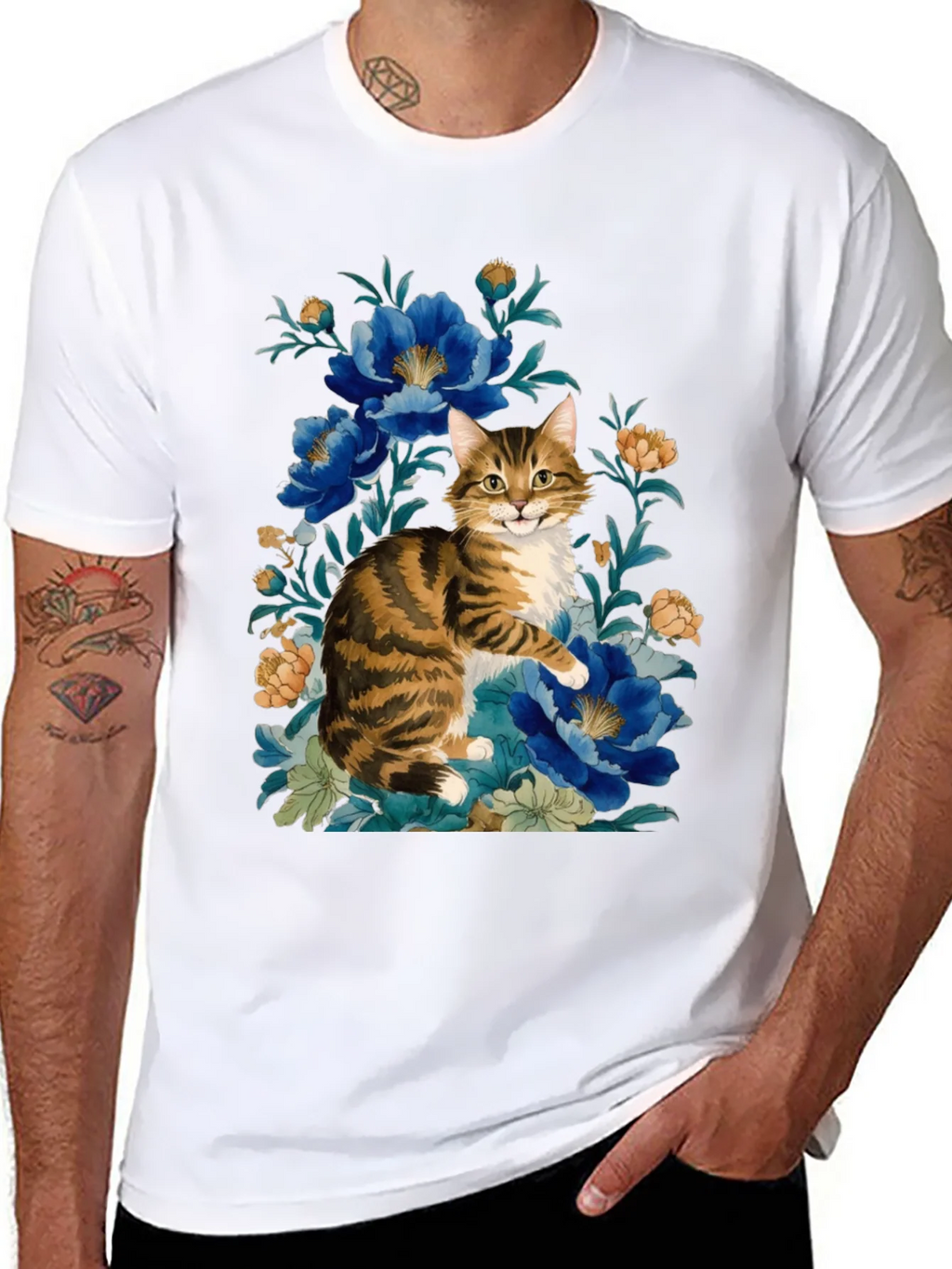 Floral Cat Graphic Tee - Soft Cotton Blend product image 10