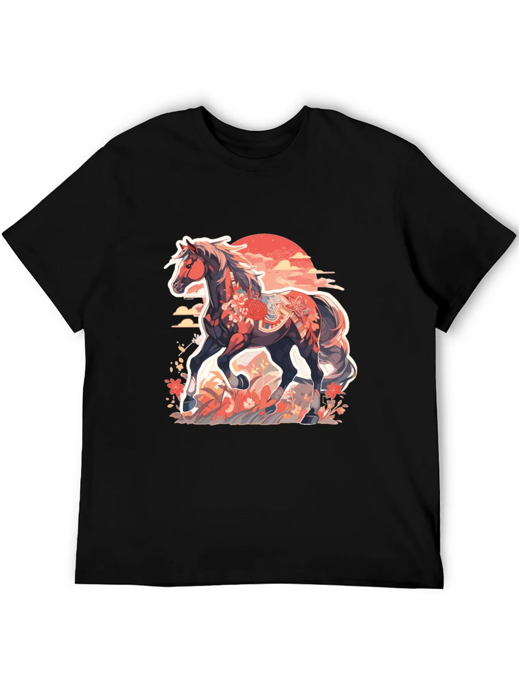Floral Horse Graphic Tee - Mens Black T-Shirt product image 8