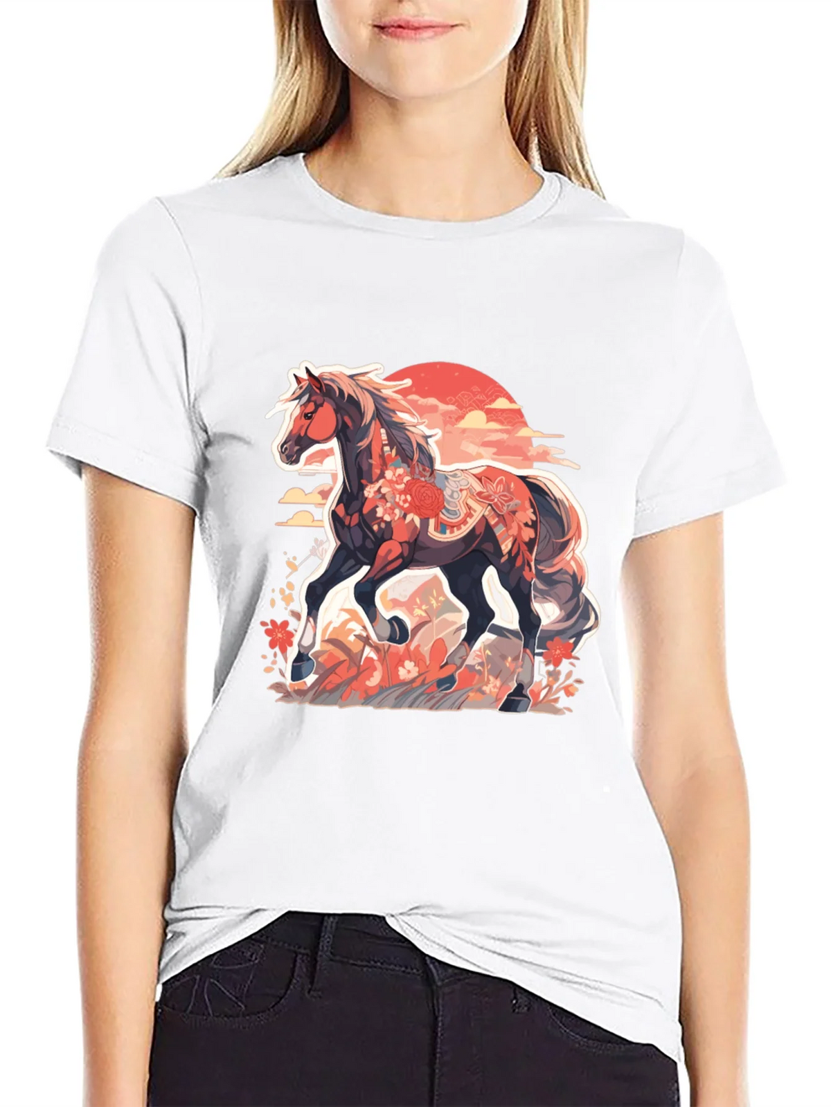 Floral Horse Graphic Tee - Mens Black T-Shirt product image 11