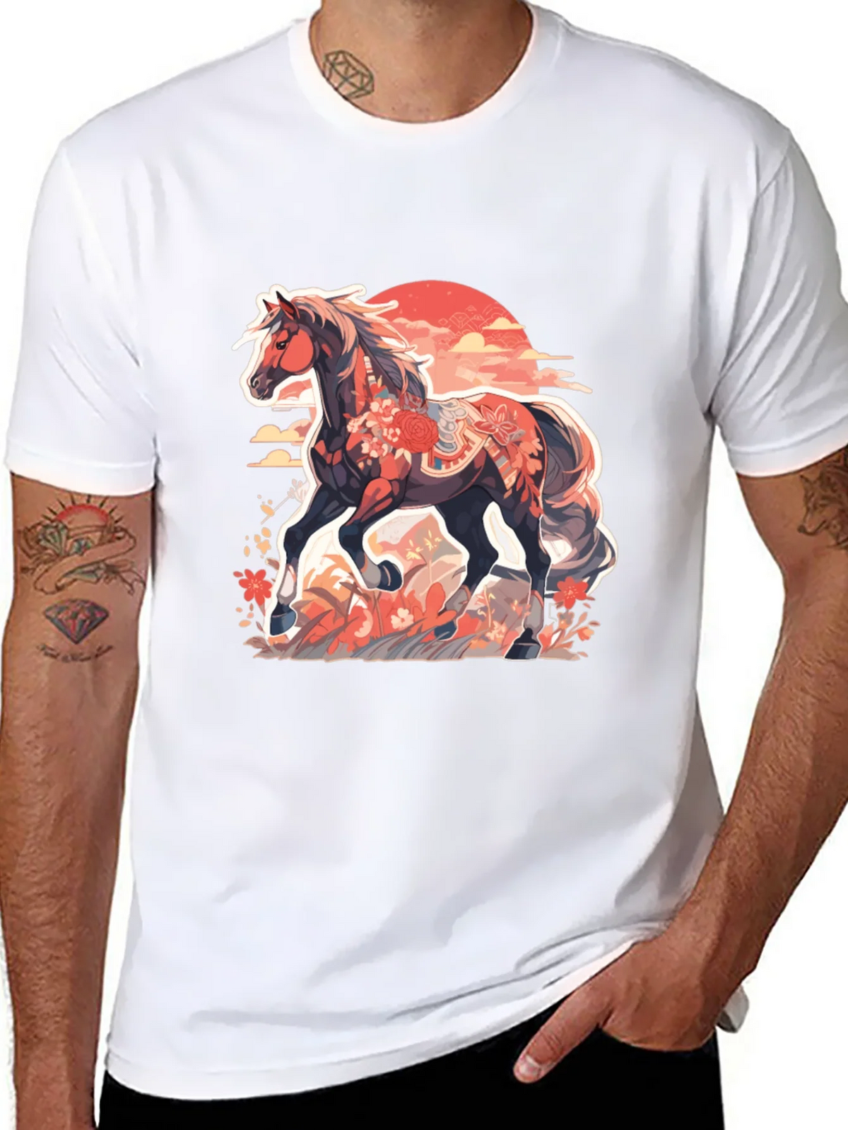 Floral Horse Graphic Tee - Mens Black T-Shirt product image 10