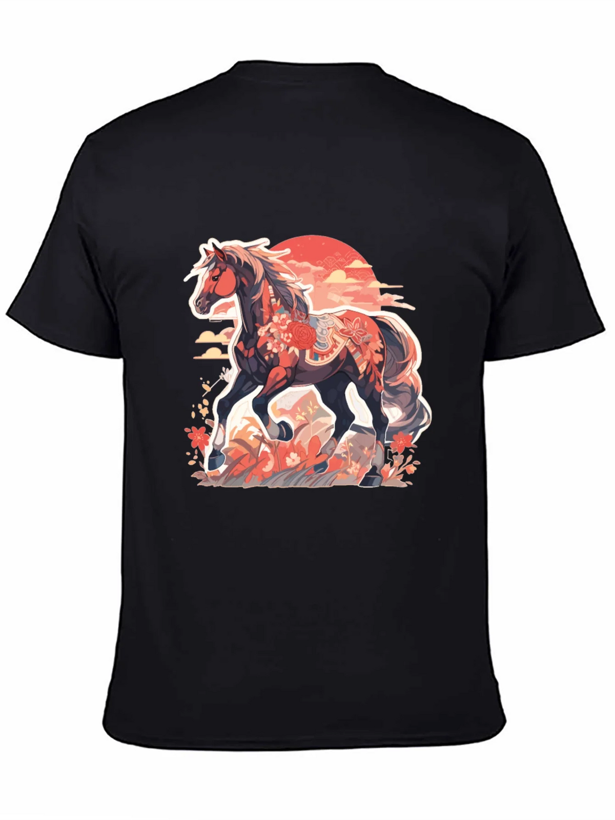 Floral Horse Graphic Tee - Mens Black T-Shirt product image 7