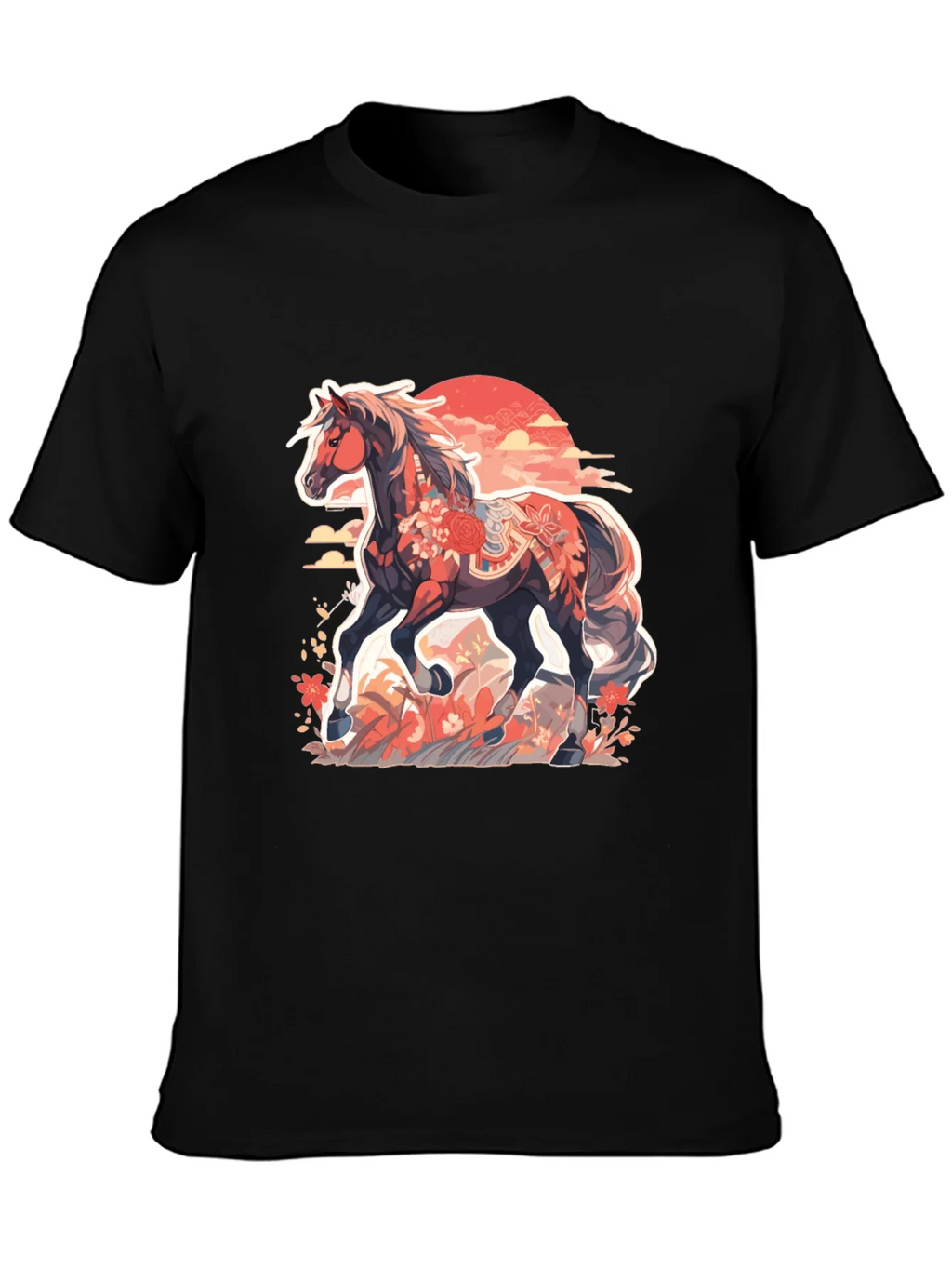 Floral Horse Graphic Tee - Mens Black T-Shirt product image 6