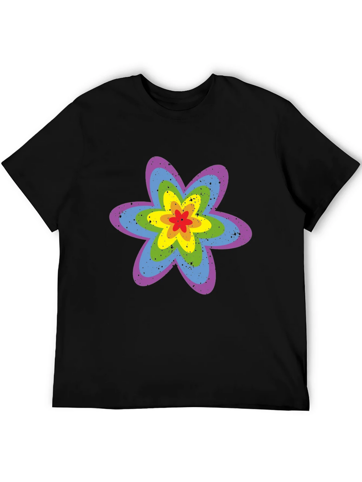 Rainbow Flower Graphic Tee - Black Cotton T-Shirt product image 8