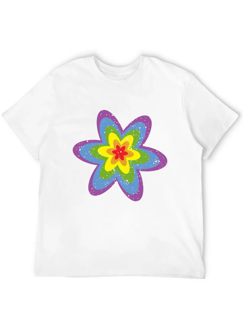 Rainbow Flower Graphic Tee - Black Cotton T-Shirt product image 3