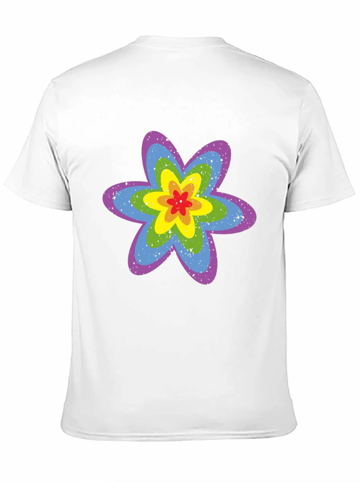 Rainbow Flower Graphic Tee - Black Cotton T-Shirt product image 2