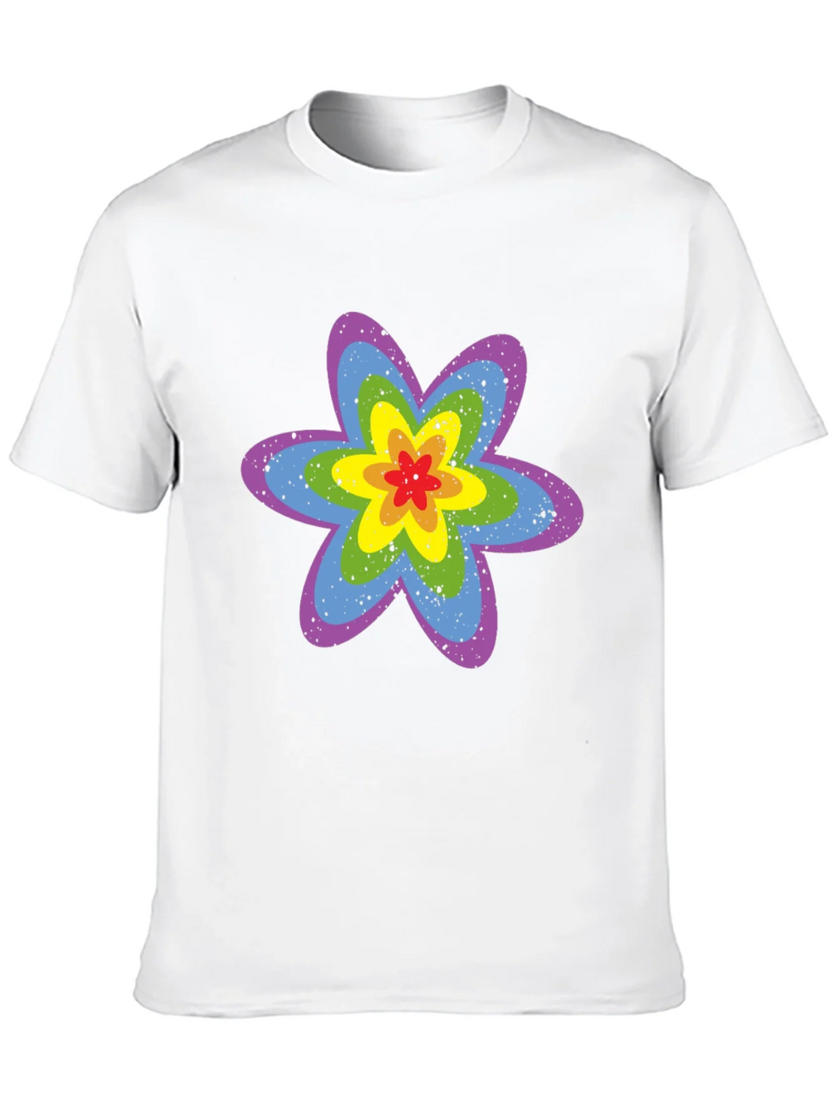 Rainbow Flower Graphic Tee - Black Cotton T-Shirt product image 12
