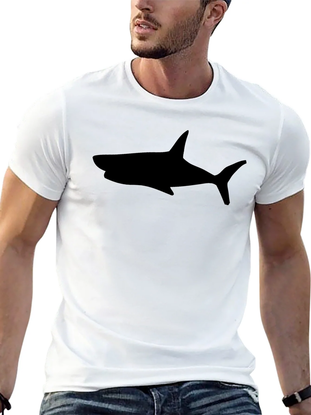 Shark Silhouette Black T-Shirt product image 4