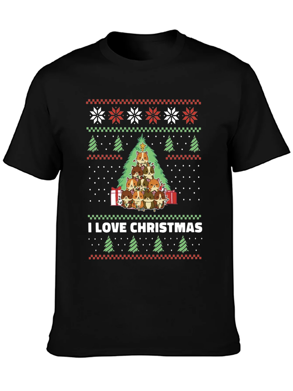 I Love Christmas Guinea Pig Tree T-Shirt product image 6